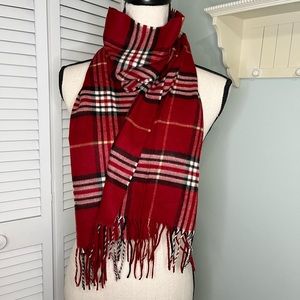 Striped fringe scarf